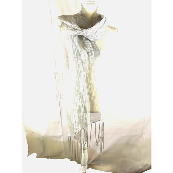 Collection XIIX Women's Shimmer Metallic Evening Wrap Scarf 72 X 20 Fringe - Picture 11 of 11
